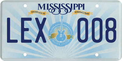 MS license plate LEX008
