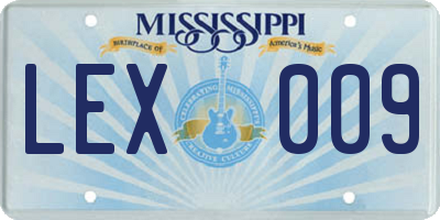 MS license plate LEX009