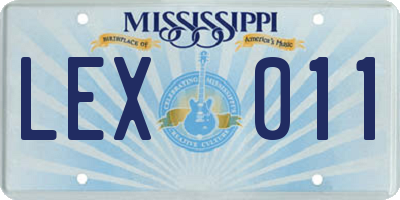 MS license plate LEX011
