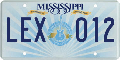 MS license plate LEX012
