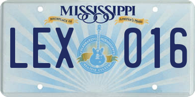 MS license plate LEX016