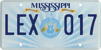 MS license plate LEX017