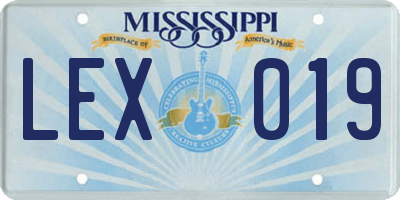 MS license plate LEX019