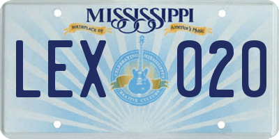 MS license plate LEX020