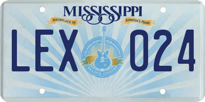 MS license plate LEX024