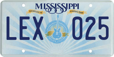 MS license plate LEX025