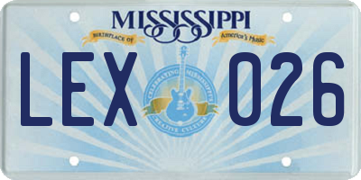 MS license plate LEX026