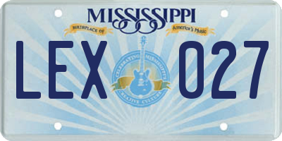 MS license plate LEX027