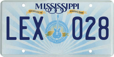 MS license plate LEX028