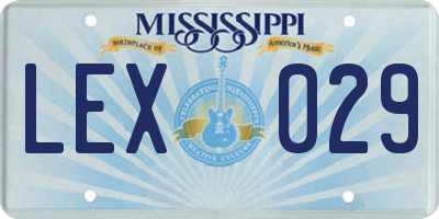 MS license plate LEX029