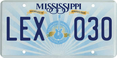 MS license plate LEX030