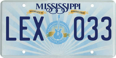 MS license plate LEX033