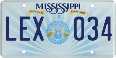 MS license plate LEX034