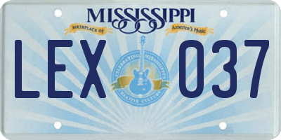 MS license plate LEX037