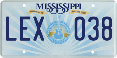MS license plate LEX038