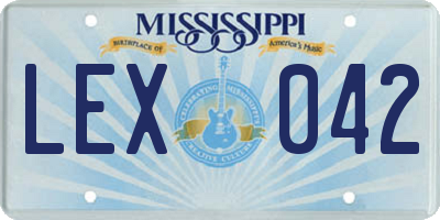 MS license plate LEX042