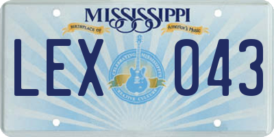 MS license plate LEX043
