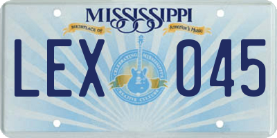MS license plate LEX045