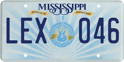 MS license plate LEX046
