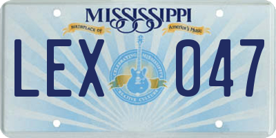 MS license plate LEX047