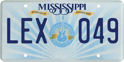 MS license plate LEX049