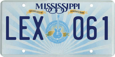 MS license plate LEX061