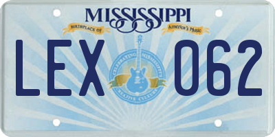 MS license plate LEX062