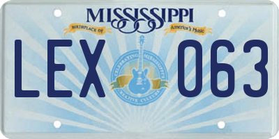 MS license plate LEX063