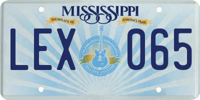 MS license plate LEX065