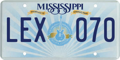MS license plate LEX070