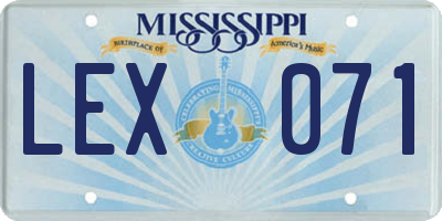 MS license plate LEX071