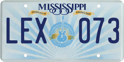 MS license plate LEX073