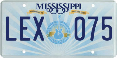 MS license plate LEX075