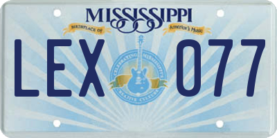 MS license plate LEX077