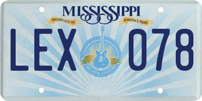 MS license plate LEX078