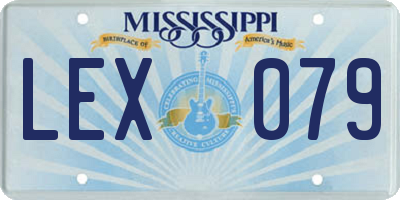 MS license plate LEX079