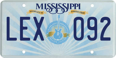 MS license plate LEX092