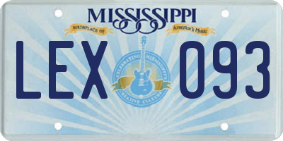 MS license plate LEX093