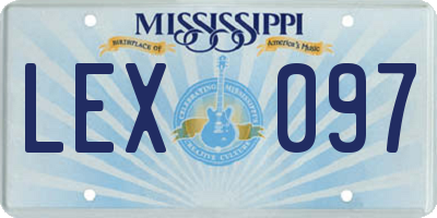 MS license plate LEX097