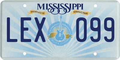 MS license plate LEX099