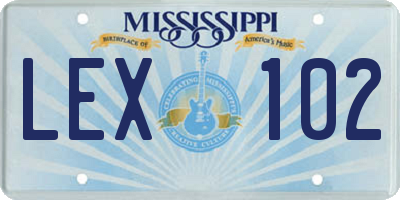MS license plate LEX102