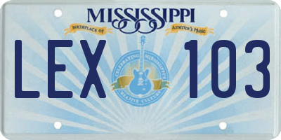 MS license plate LEX103