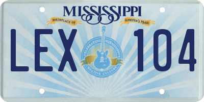 MS license plate LEX104