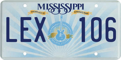 MS license plate LEX106