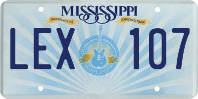 MS license plate LEX107