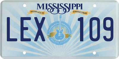MS license plate LEX109