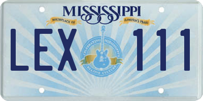 MS license plate LEX111