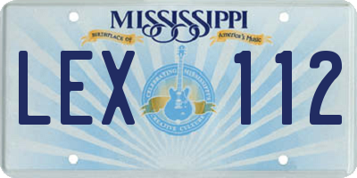 MS license plate LEX112
