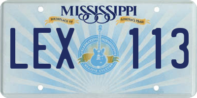 MS license plate LEX113