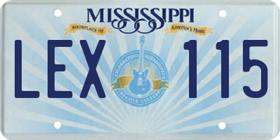 MS license plate LEX115